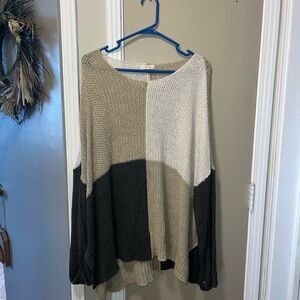 Easel Color Block Sweater - Black, Gray, Cream